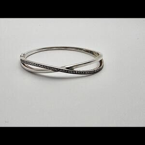 Pandora Entwined Crossover Bangle Bracelet Sterling Silver Clear Stone 590533cz